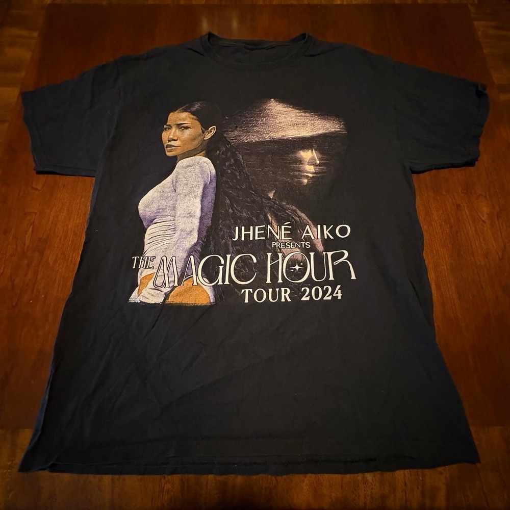 Jhené Aiko THE MAGIC HOUR Tour 2024 T-Shirt Size L Large Black R&B Concert Merch